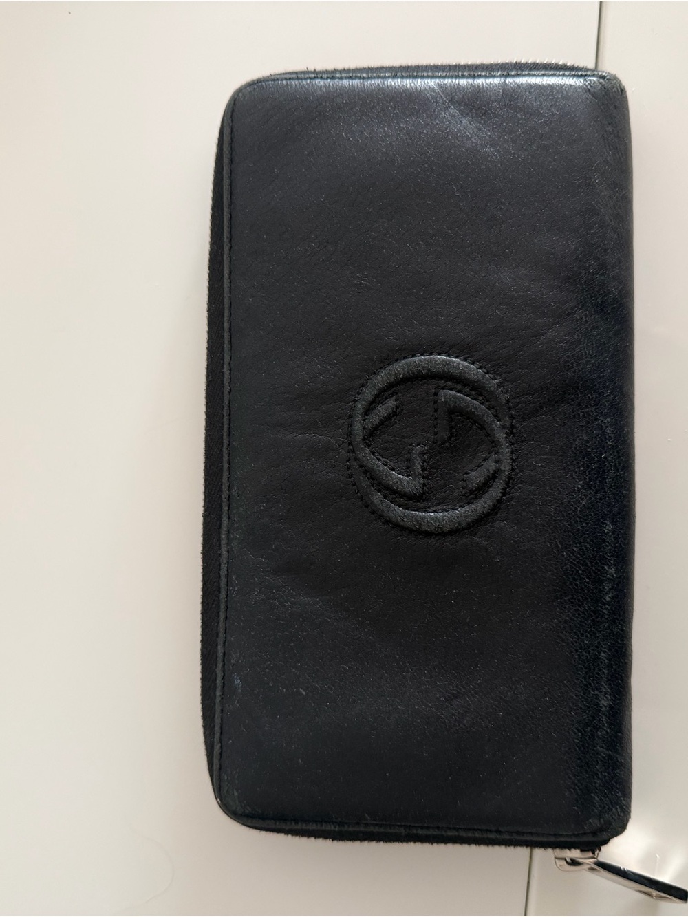 Black Leather Zip-Around Gucci Wallet